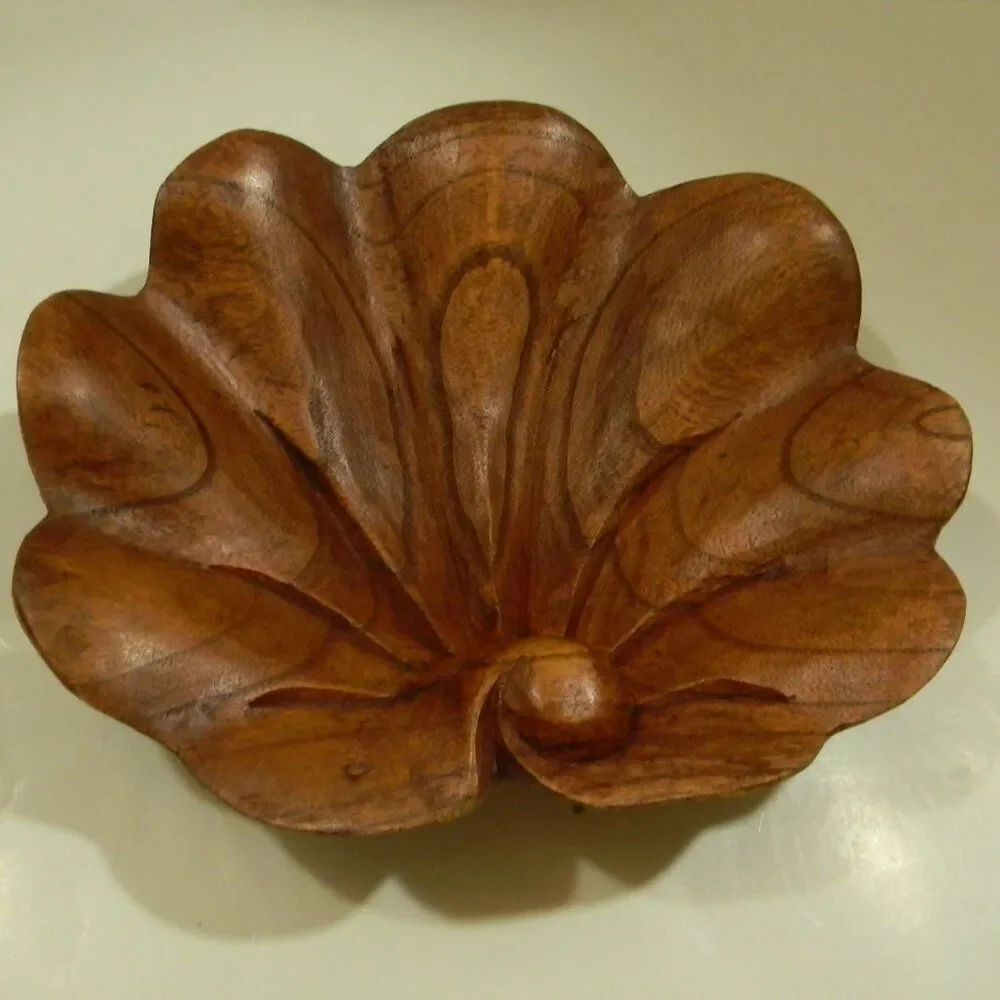 Hand Carved Wood Bowl Approx 10.5 inches